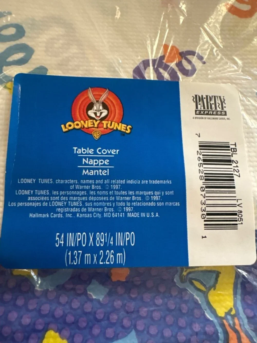 Looney Tunes Tweety 1997 Table Cover Party Express 54